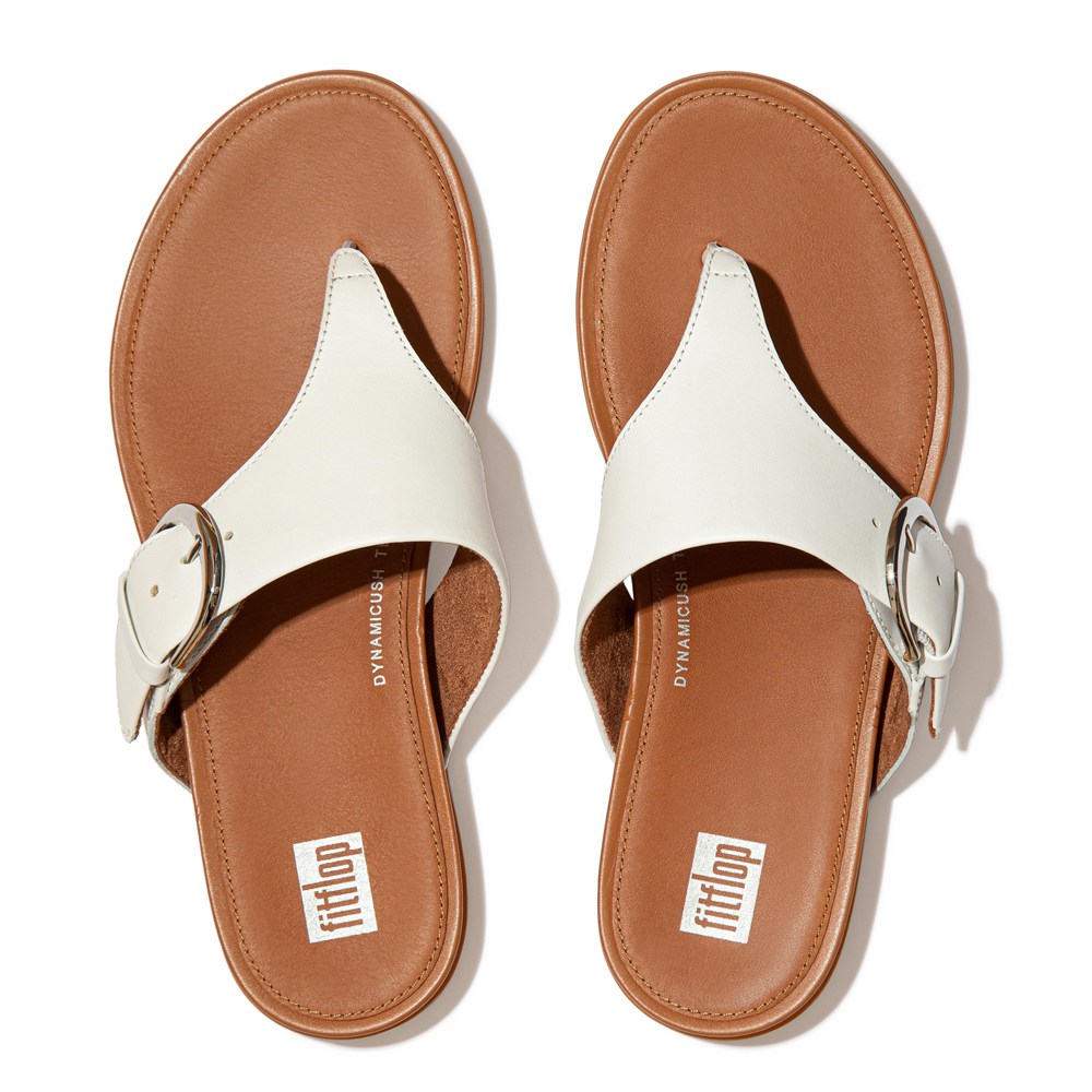 Fitflop Womens Sandals - Gracie Buckle Leather Toe-post - White - 965-GBEOHN